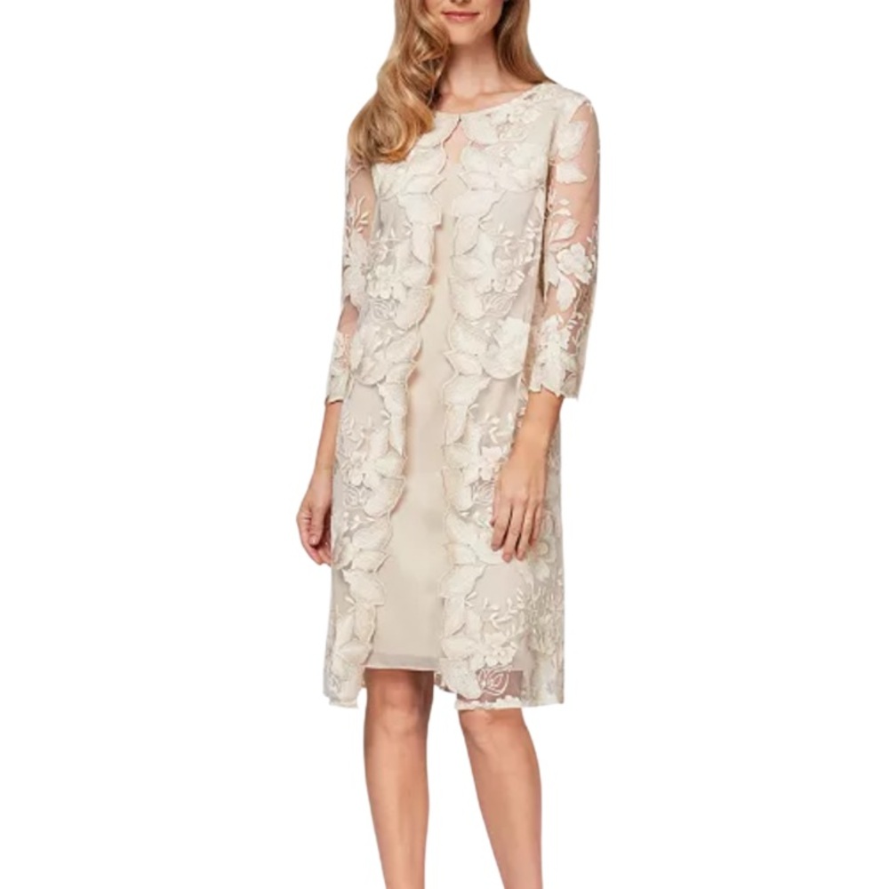 Alex Evenings Embroidered Jacket Dress